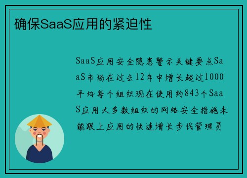 确保SaaS应用的紧迫性 确保SaaS应用的紧迫性